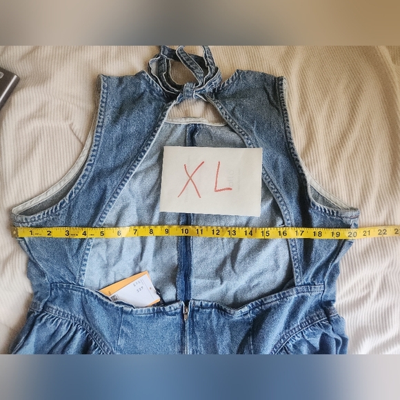 H&M Gorgeous Open-back Denim Dress Maxi Back Tie Cotton Light Denim Blue nwt - Picture 13 of 16